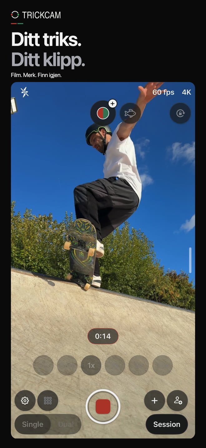 Forhåndsvisning av TrickCam-appen