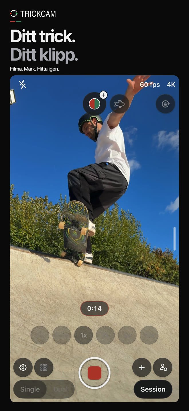 Förhandsvisning av TrickCam-appen